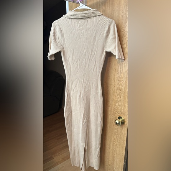 Caroline constas ribbed knit crochet collar midi dress - Picture 3 of 5